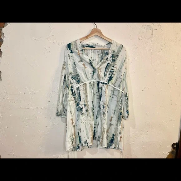 Maternity Dress WaterColor Abstract, Liz Lang, tie, quarter sleeves, spring - Picture 3 of 10